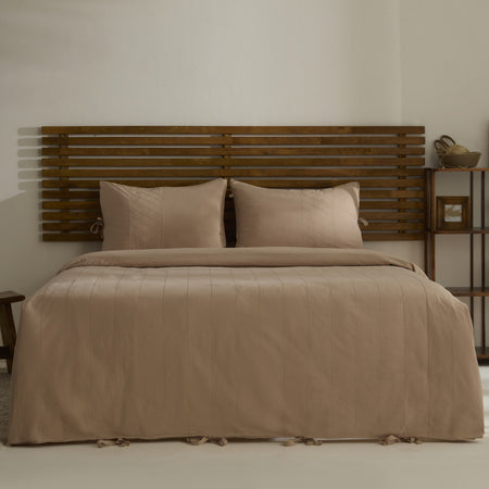Karaca Home Carmine %100 Cotton Embroidered Buttoned Garment Washed Double Duvet Cover Set Powder Pink - MALLTURK