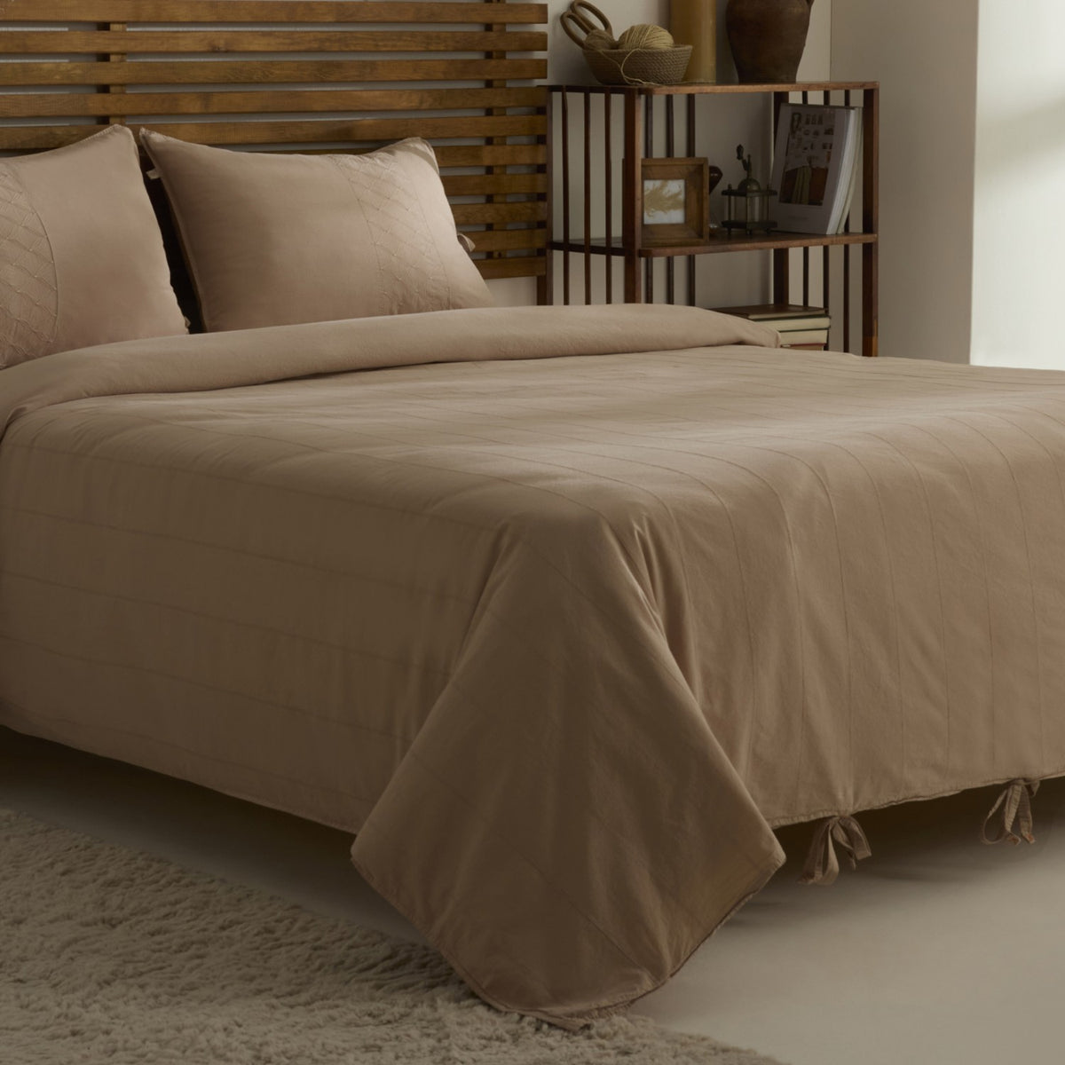 Karaca Home Carmine %100 Cotton Embroidered Buttoned Garment Washed Double Duvet Cover Set Powder Pink - MALLTURK