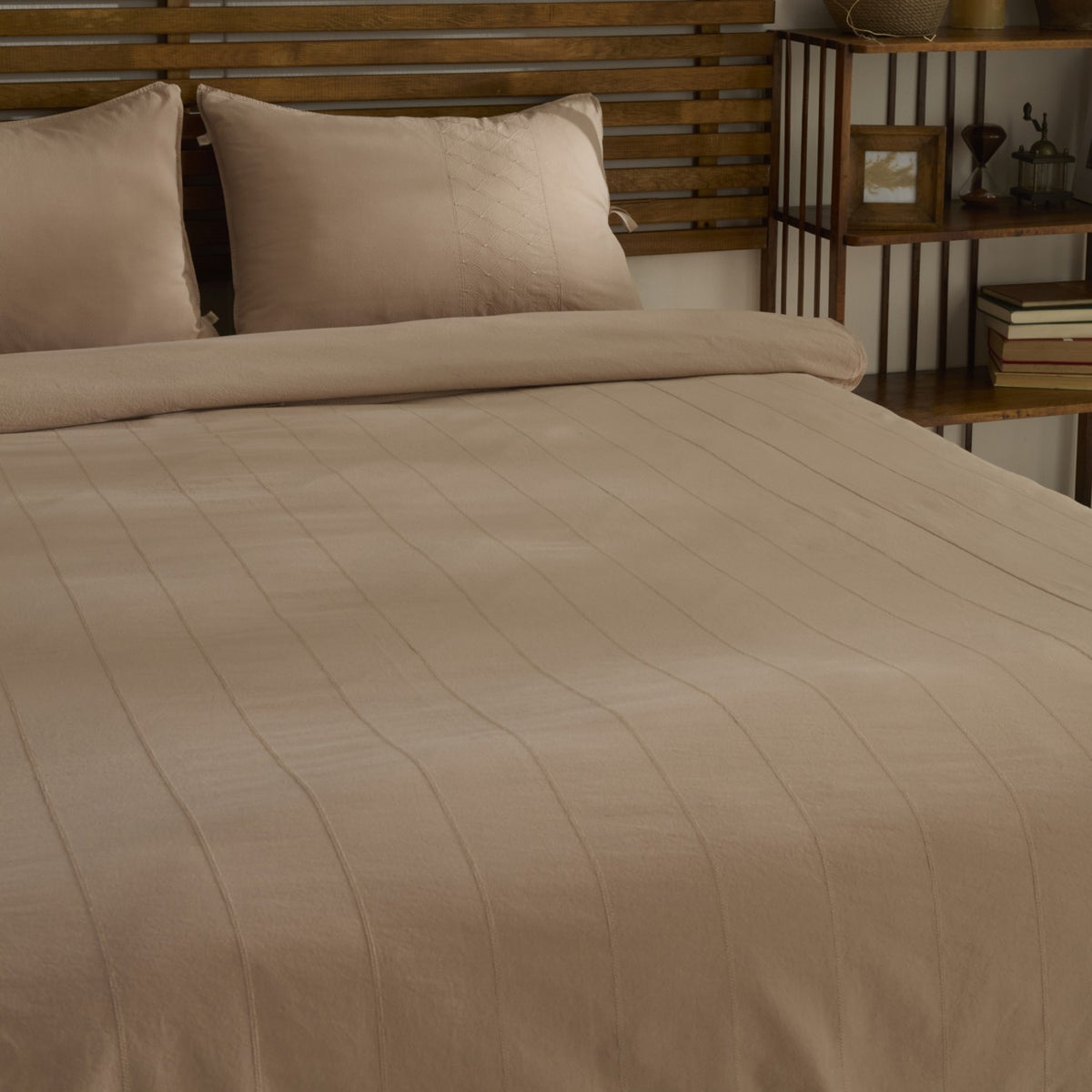 Karaca Home Carmine %100 Cotton Embroidered Buttoned Garment Washed Double Duvet Cover Set Powder Pink - MALLTURK