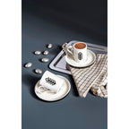 Kütahya Porselen Bone Desire Prosperity Symbol 4-Piece Turkish Coffee Cup Set for 2