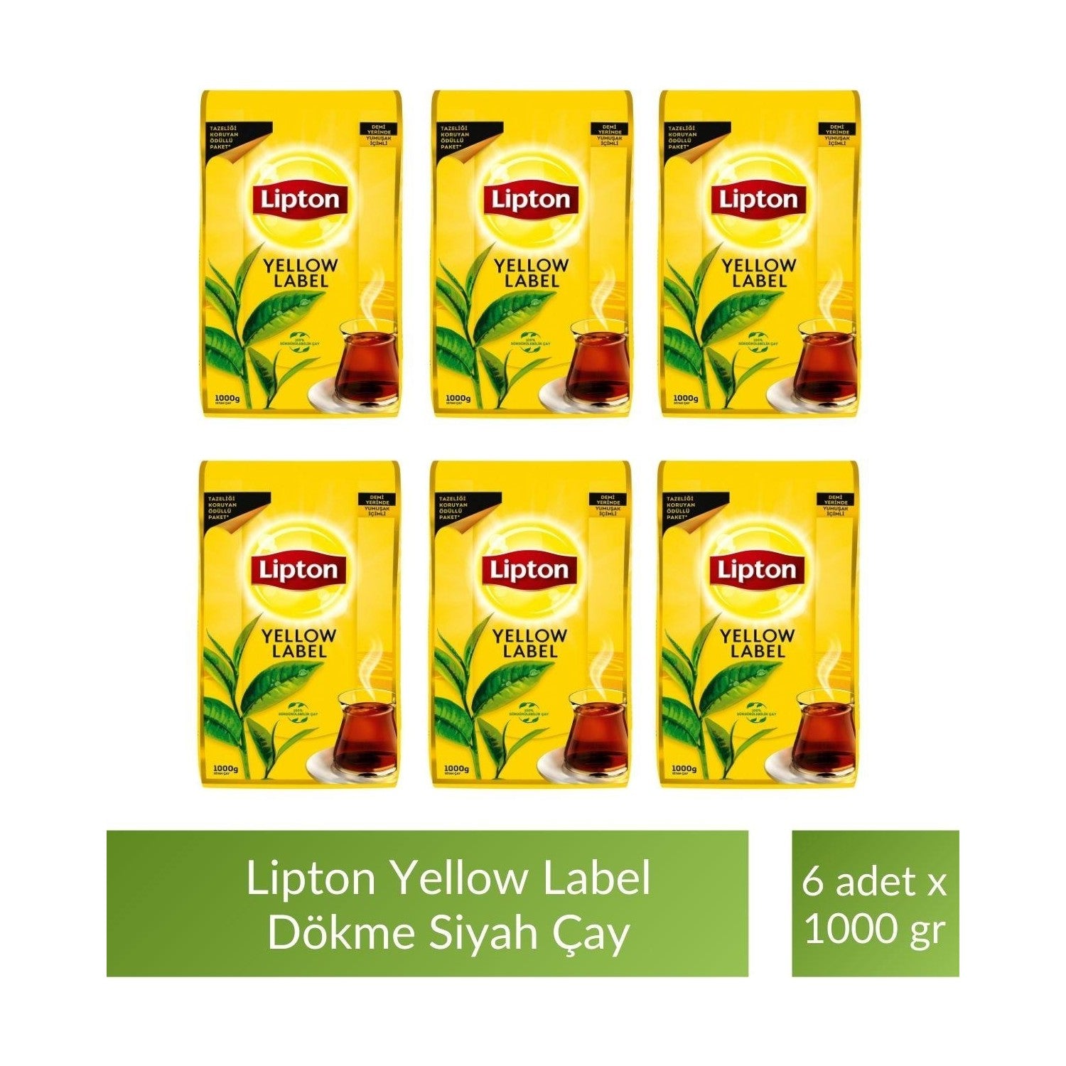 Lipton Yellow Label loose leaf black tea 1000 g x 6 pieces natural leaf tea Aromasiyla Yuksek Kalite - MALLTURK
