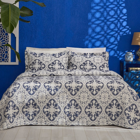 Karaca Home Bluva Double Bedspread Set, Blue - MALLTURK
