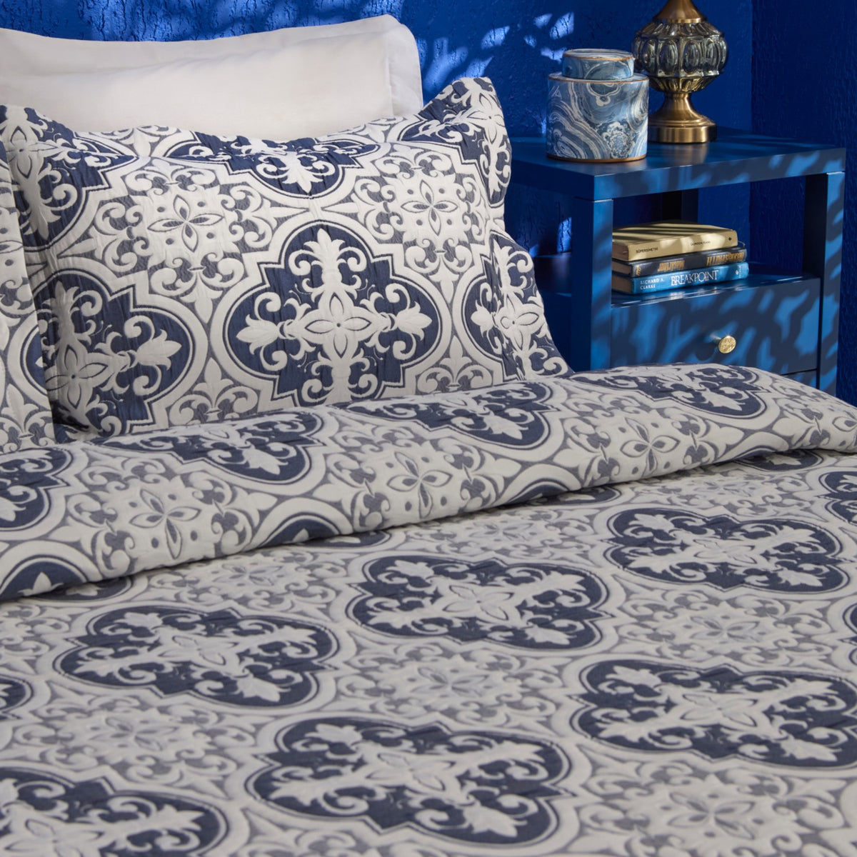 Karaca Home Bluva Double Bedspread Set, Blue - MALLTURK