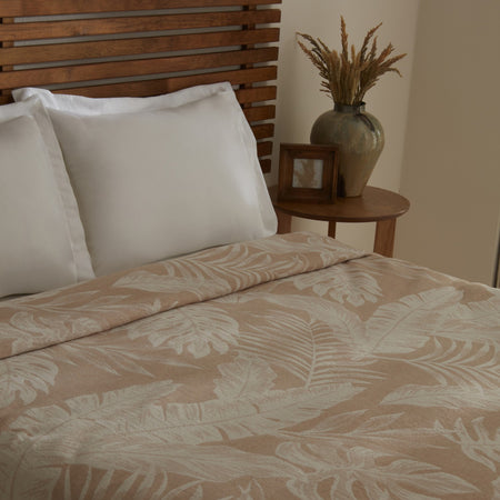Karaca Home Leafy Sea Muslin Double Single Quilted Blanket Beige - MALLTURK