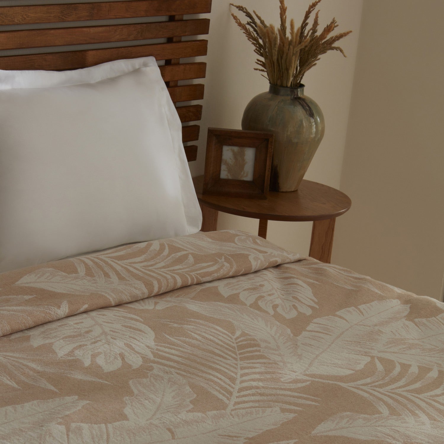 Karaca Home Leafy Sea Muslin Double Single Quilted Blanket Beige - MALLTURK