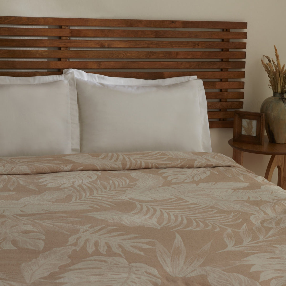 Karaca Home Leafy Sea Muslin Double Single Quilted Blanket Beige - MALLTURK