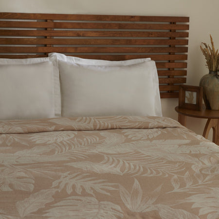 Karaca Home Leafy Sea Muslin Double Single Quilted Blanket Beige - MALLTURK