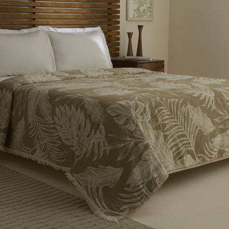 Karaca Home Leafy Sea Muslin Double Single Quilt Khaki - MALLTURK