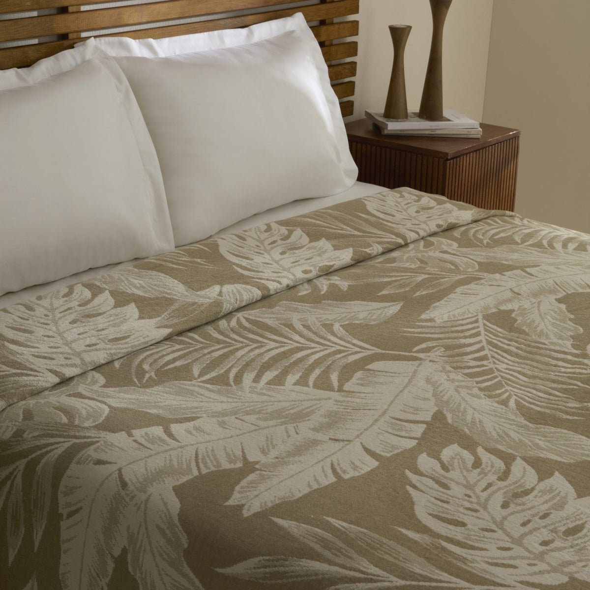 Karaca Home Leafy Sea Muslin Double Single Quilt Khaki - MALLTURK