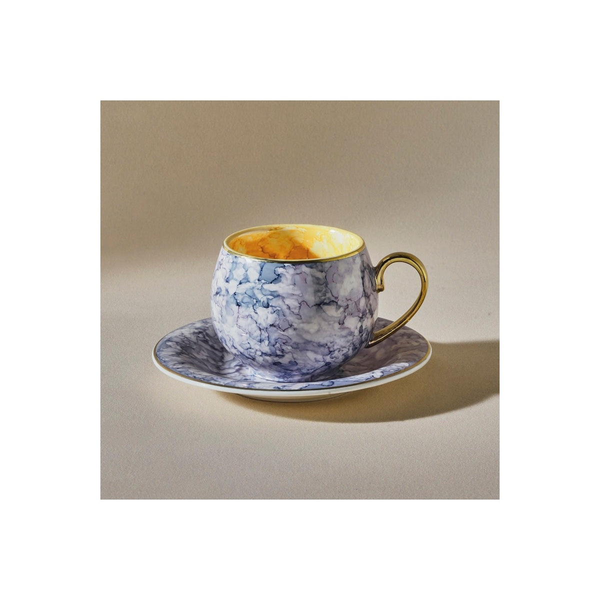 Karaca Gloss Double 4-Piece Blue Bone Coffee Cup Set 150 ml - MALLTURK