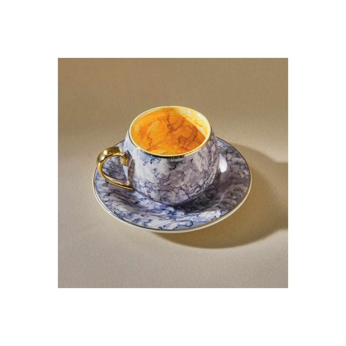 Karaca Gloss Double 4-Piece Blue Bone Coffee Cup Set 150 ml - MALLTURK