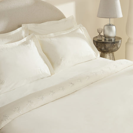 Karaca Home Rayas Embroidered %100 Cotton Double Duvet Cover Set White - MALLTURK