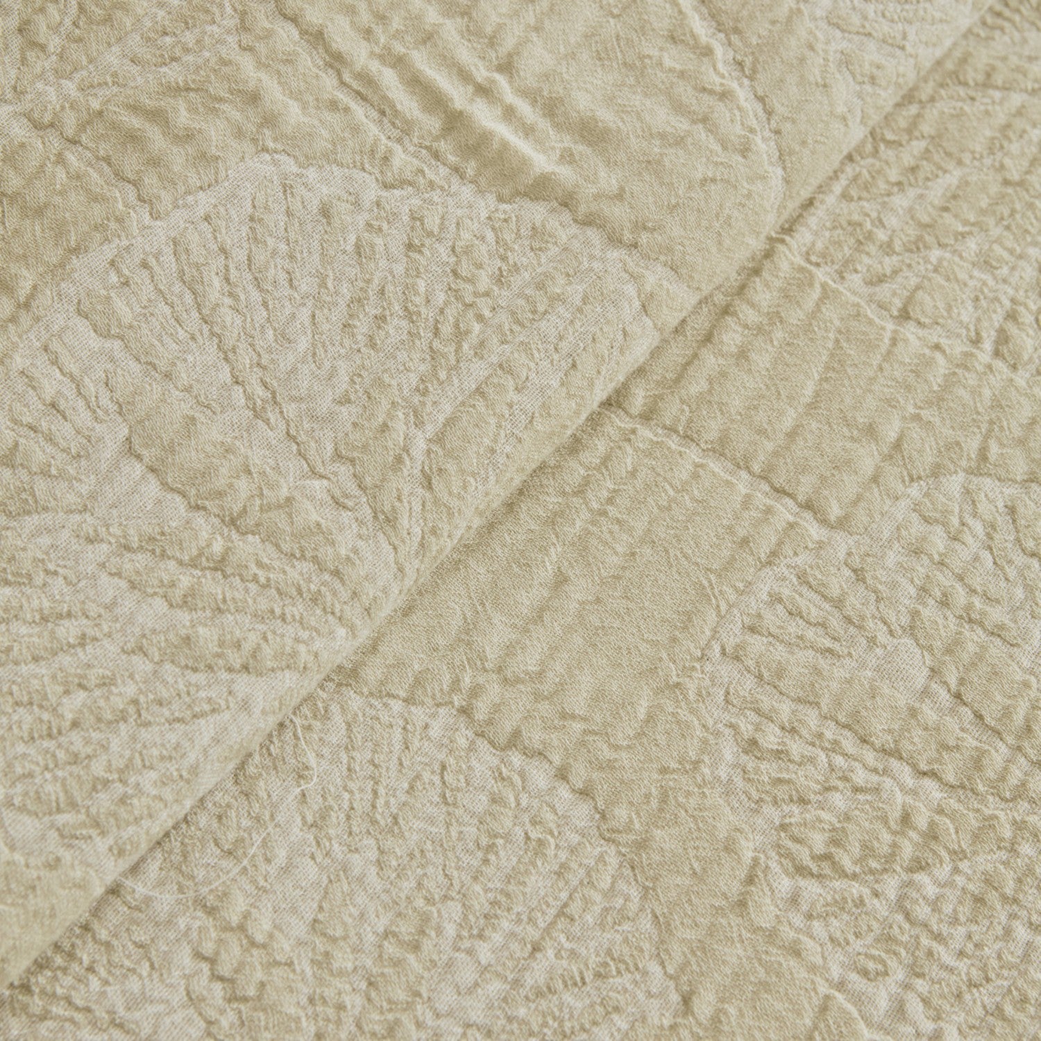 Karaca Home Ginkgo Leaf Muslin Embroidered Double Bed Quilt Set, Sage - MALLTURK