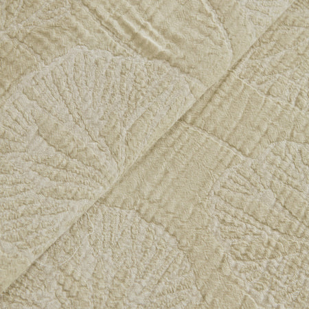 Karaca Home Ginkgo Leaf Muslin Embroidered Double Bed Quilt Set, Sage - MALLTURK