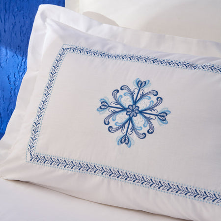 Karaca Home Clarissa Embroidered Embroidered %100 Cotton Double Duvet Cover Set White - MALLTURK