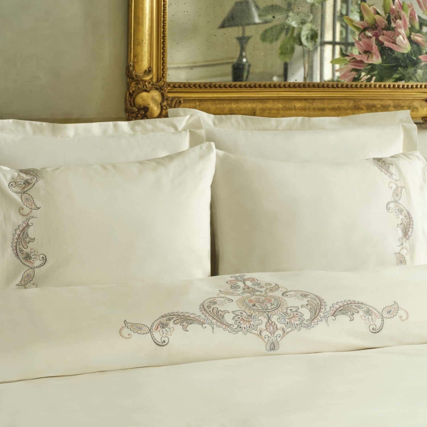 Karaca Home Alessa Embroidered Embroidered %100 Cotton Double Duvet Cover Set White - MALLTURK
