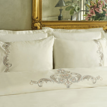 Karaca Home Alessa Embroidered Embroidered %100 Cotton Double Duvet Cover Set White - MALLTURK