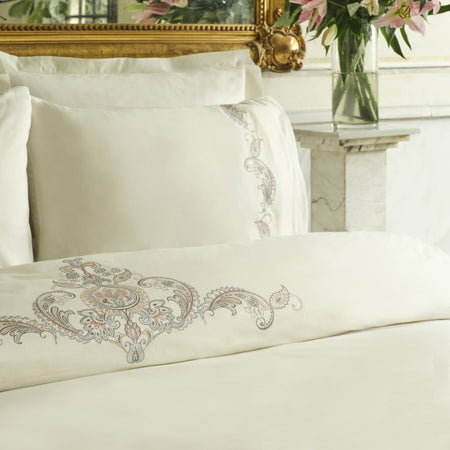 Karaca Home Alessa Embroidered Embroidered %100 Cotton Double Duvet Cover Set White - MALLTURK