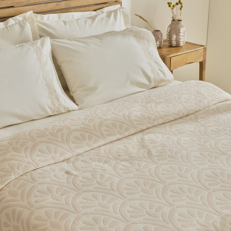 Karaca Home Shailyn Embroidered Muslin Double Bedspread Set Powder Pink - MALLTURK