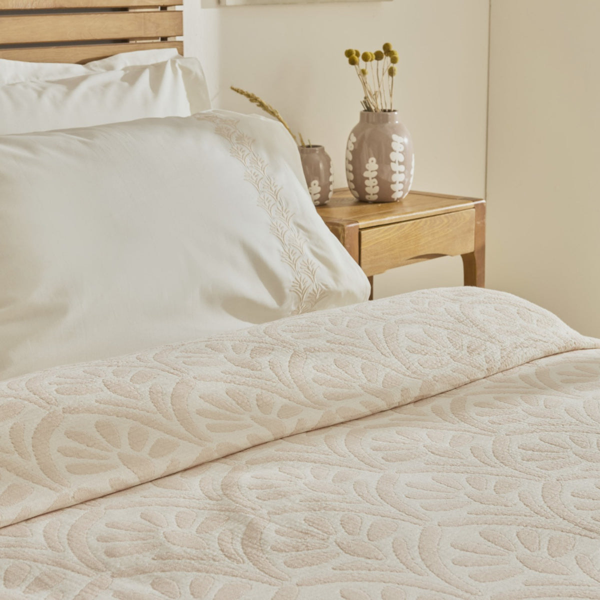 Karaca Home Shailyn Embroidered Muslin Double Bedspread Set Powder Pink - MALLTURK