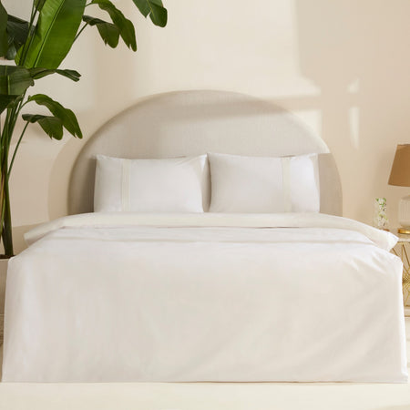Karaca Home Cielo %100 Cotton Double Duvet Cover Set White - MALLTURK