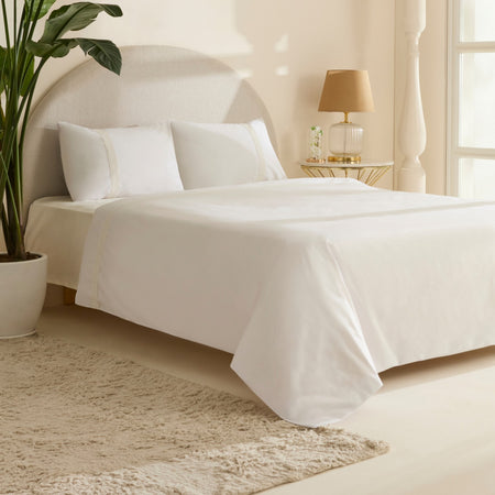Karaca Home Cielo %100 Cotton Double Duvet Cover Set White - MALLTURK
