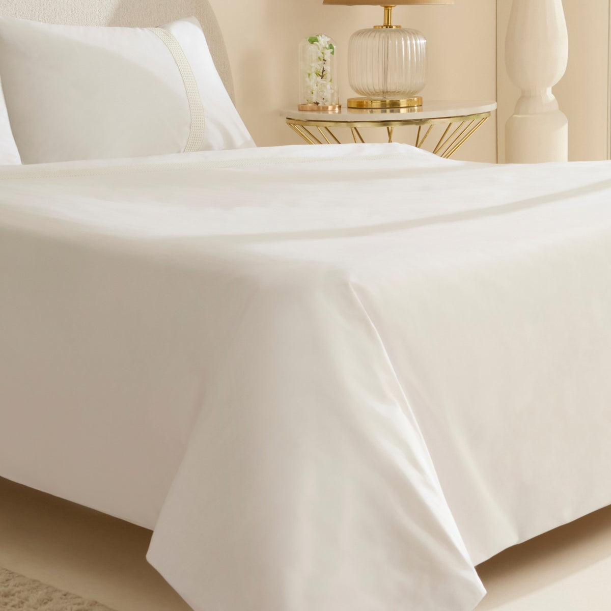 Karaca Home Cielo %100 Cotton Double Duvet Cover Set White - MALLTURK