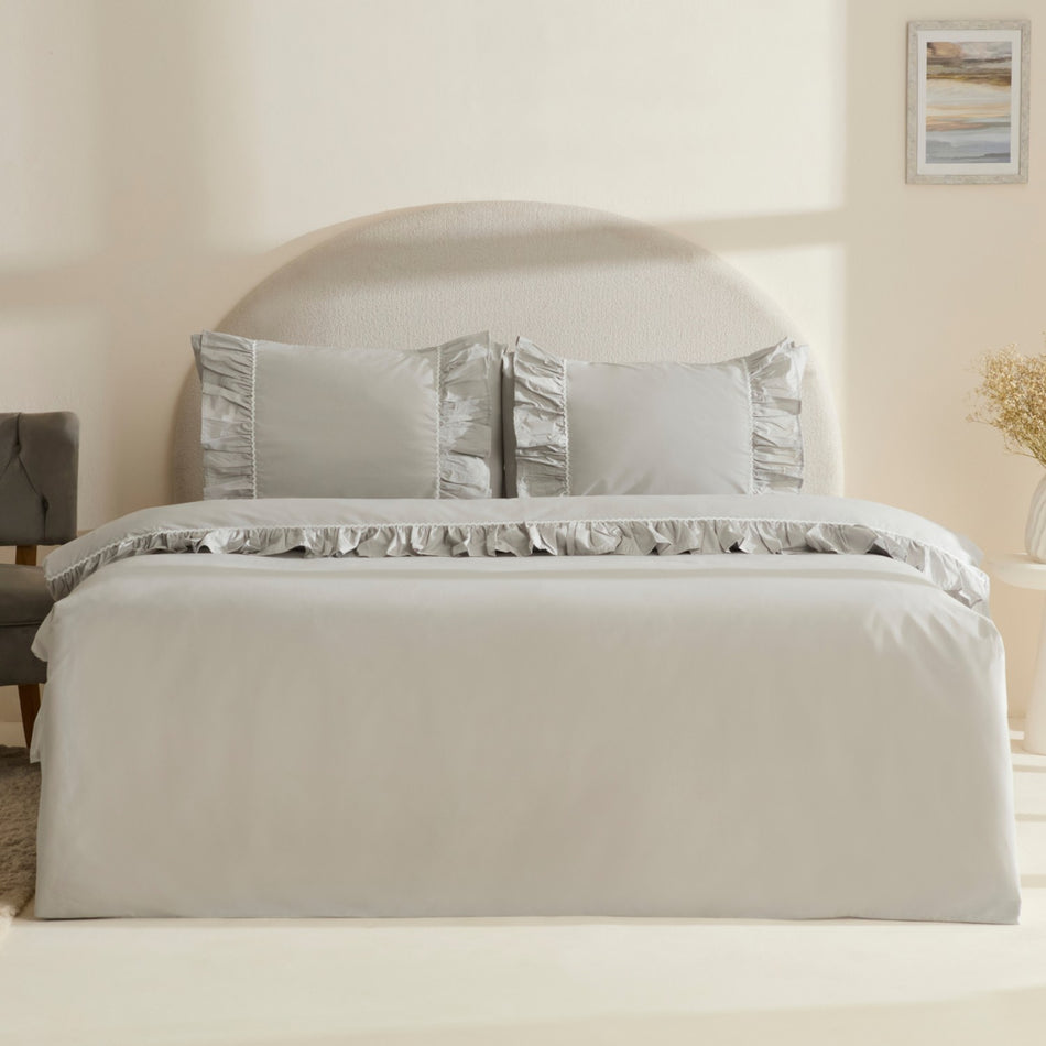 Karaca Home Viento %100 Cotton Double Duvet Cover Set Gray - MALLTURK
