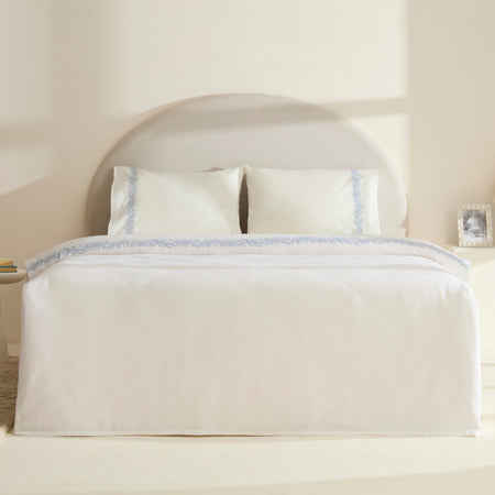 Karaca Home Sparky %100 Cotton Leaf Embroidered Double Pique Bedding Set - MALLTURK