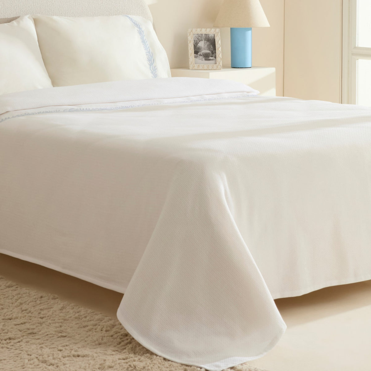 Karaca Home Sparky %100 Cotton Leaf Embroidered Double Pique Bedding Set - MALLTURK