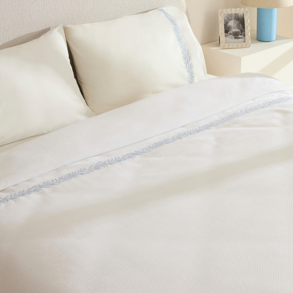 Karaca Home Sparky %100 Cotton Leaf Embroidered Double Pique Bedding Set - MALLTURK