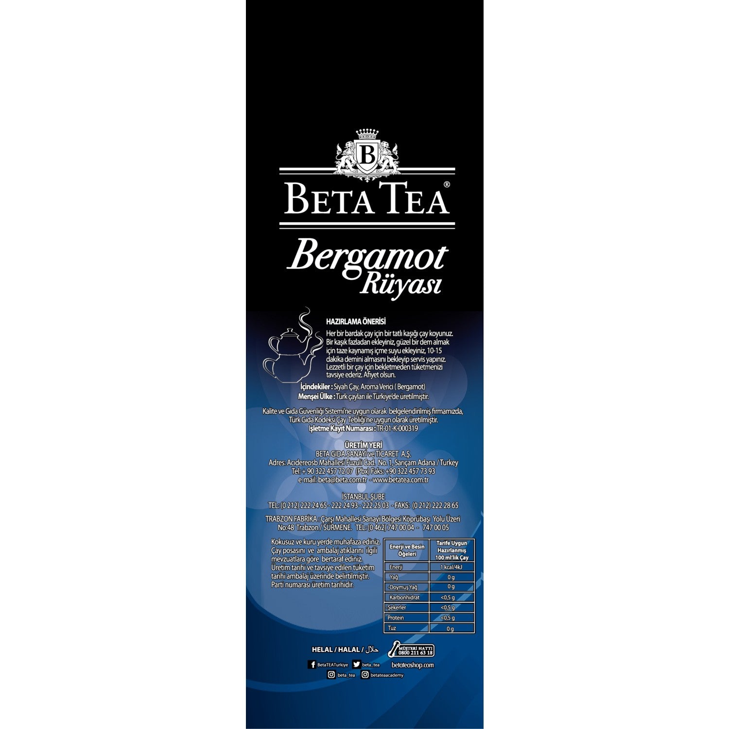 Beta Tea Beta Bergamot Ruyasi Turk tea 500 g - MALLTURK
