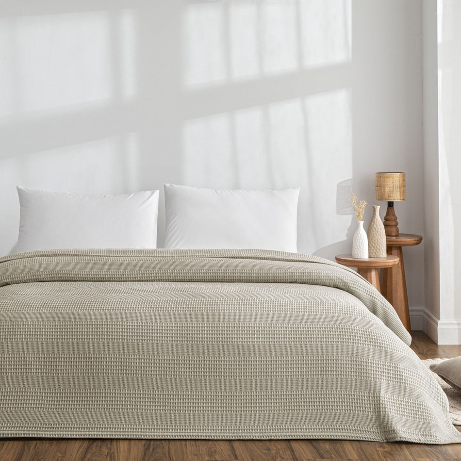 Tac Monet Cotton Single Piqué Bedding in Mink - MALLTURK