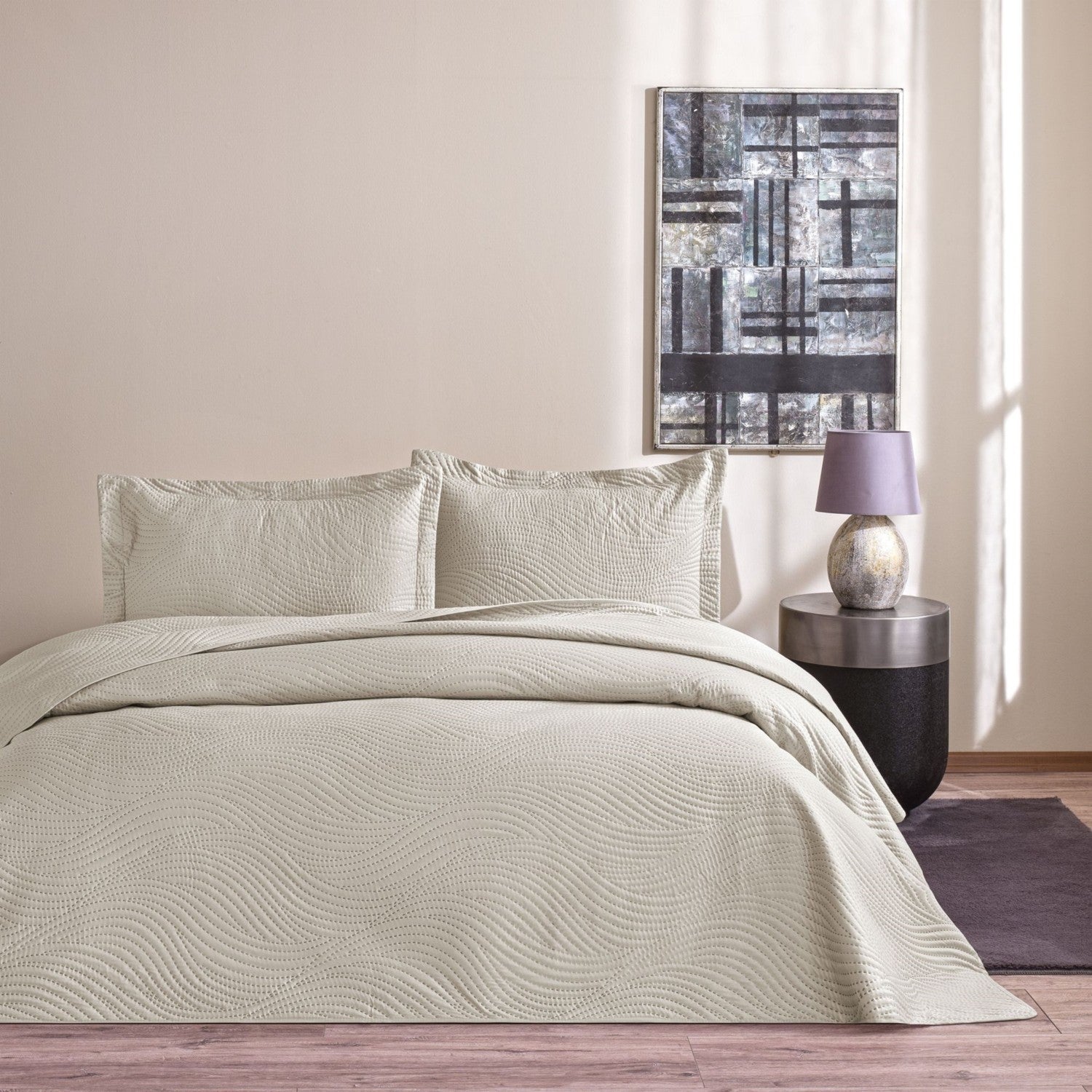 Tac Harlow Double Bedspread Set Grey - MALLTURK