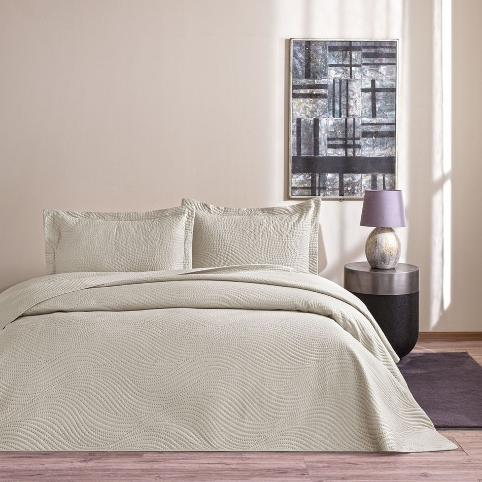 Tac Harlow Double Bedspread Set Grey - MALLTURK