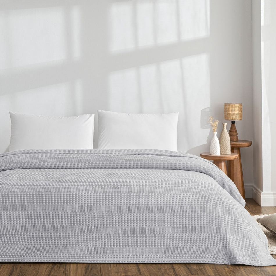 Tac Monet Cotton Single Piqué Blanket Grey - MALLTURK