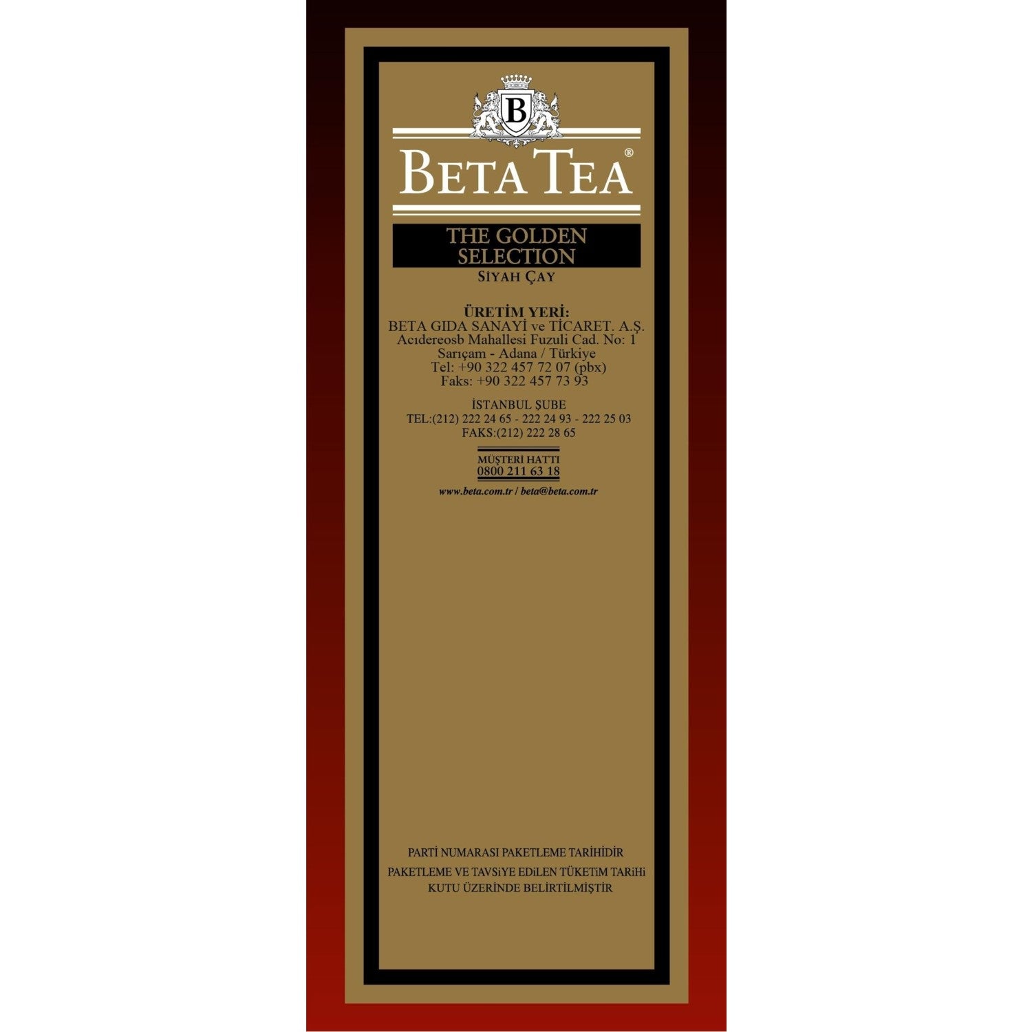 Beta Tea Beta Golden Selection 500 g (Seylan tea - Ceylon Tea) - MALLTURK