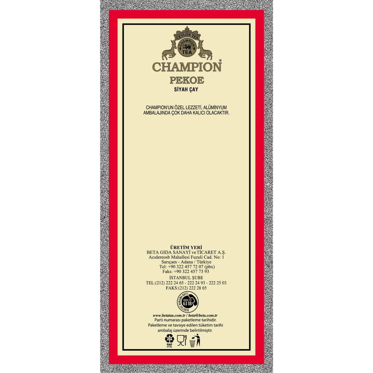 Beta Champion Pekoe 500 g (Super Pekoe-Seylan tea - Ceylon Tea) - MALLTURK