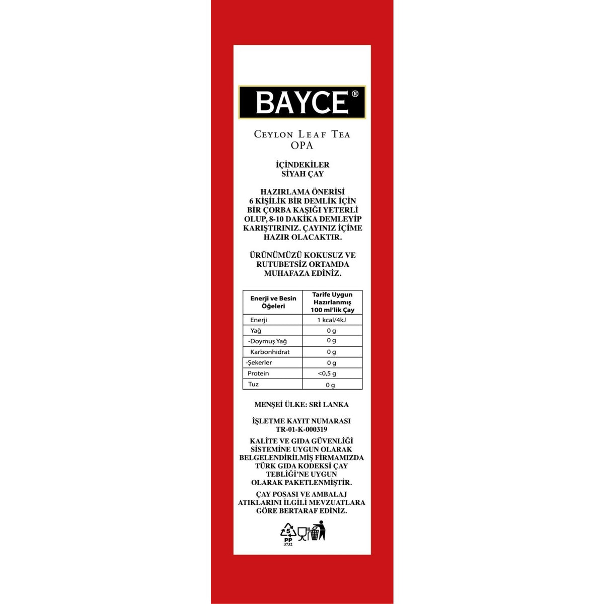 Bayce Opa 500 g black tea Sri Lanka Menseli smooth taste Kalitesi with flavored tea - MALLTURK