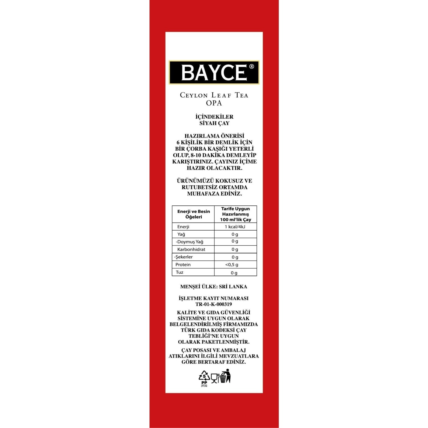 Bayce Opa 500 g black tea Sri Lanka Menseli smooth taste Kalitesi with flavored tea - MALLTURK