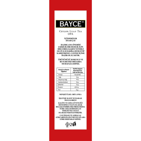 Bayce Opa 500 g black tea Sri Lanka Menseli smooth taste Kalitesi with flavored tea - MALLTURK