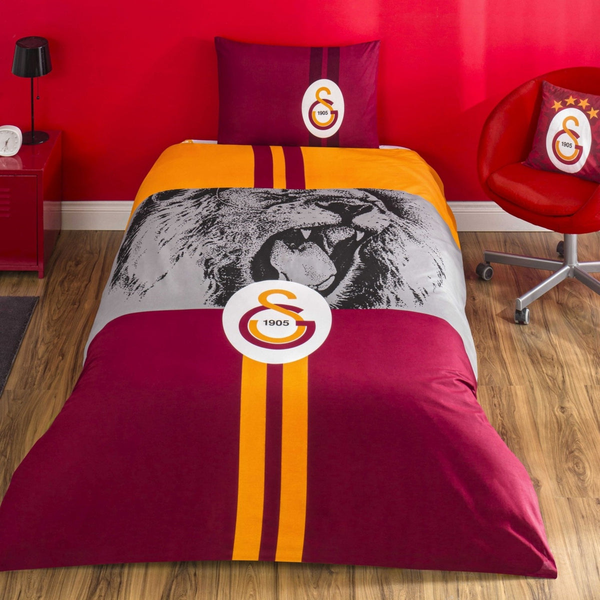 Tac Lisansli Gs Sampiyon Aslan Cotton Single Duvet Cover Set - MALLTURK
