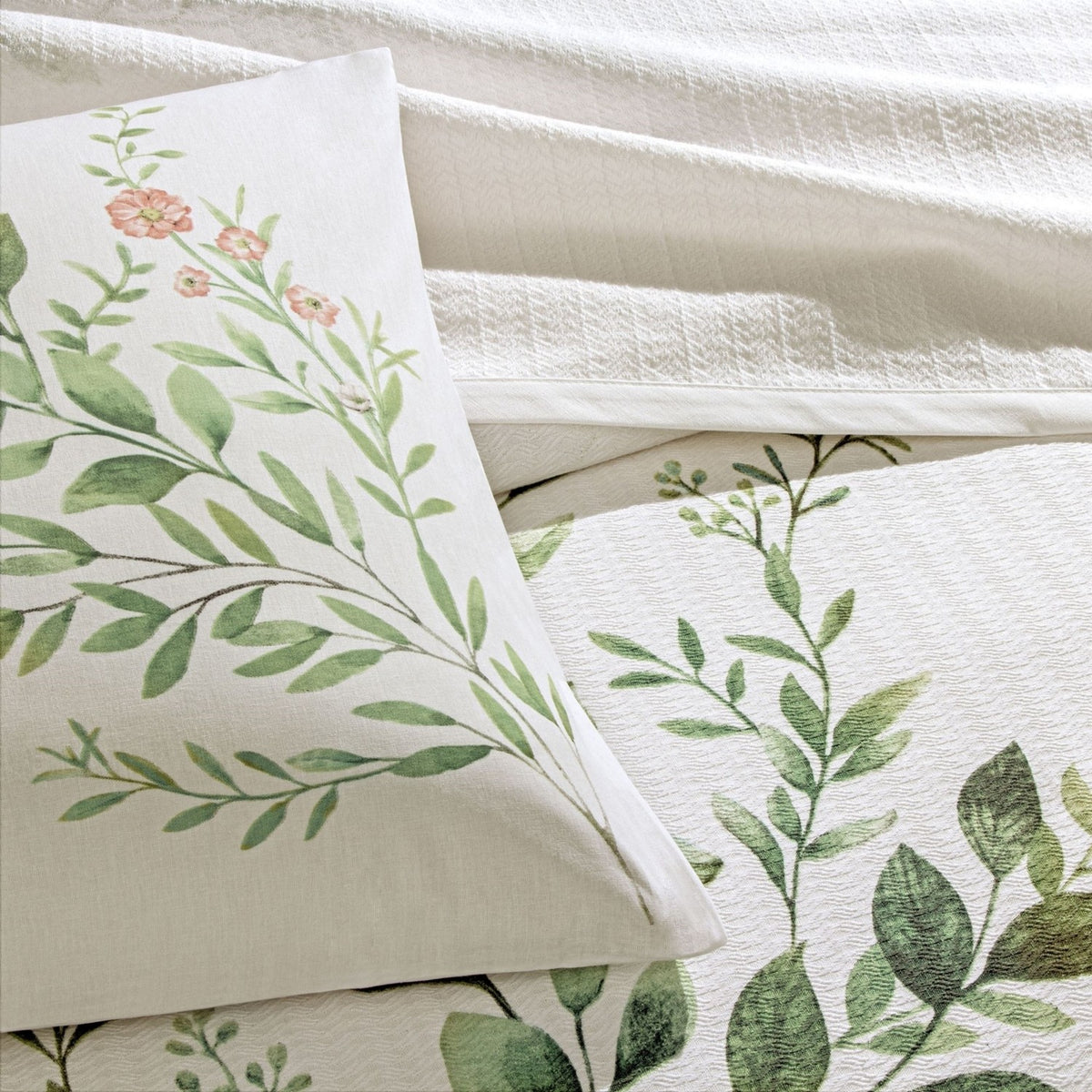 Tac Printed bloomy Single Pique Bedding Set Green - MALLTURK