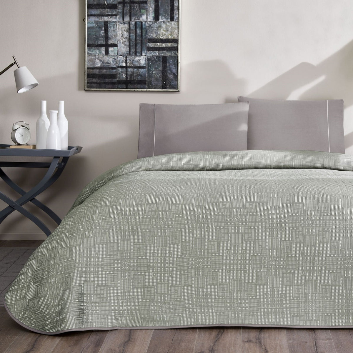Tac Jacquard vignes Double Pique Bedding Set Anthracite - MALLTURK