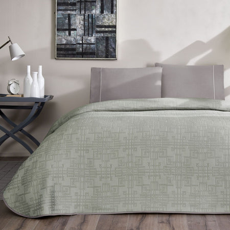Tac Jacquard vignes Double Pique Bedding Set Anthracite - MALLTURK