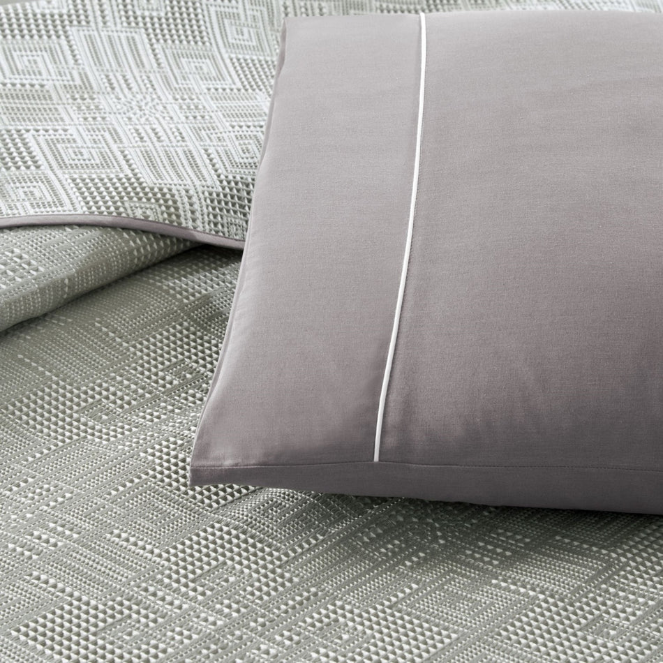 Tac Jacquard vignes Double Pique Bedding Set Anthracite - MALLTURK