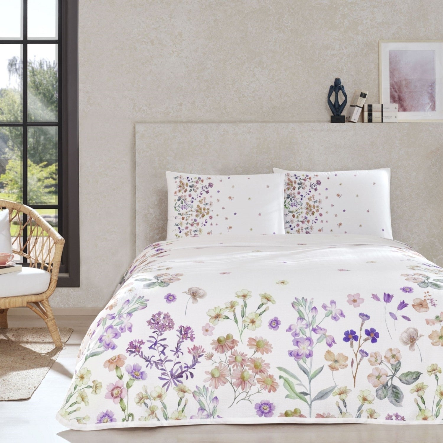 Tac Printed gleam Double Pique Bedding Set Lilac - MALLTURK