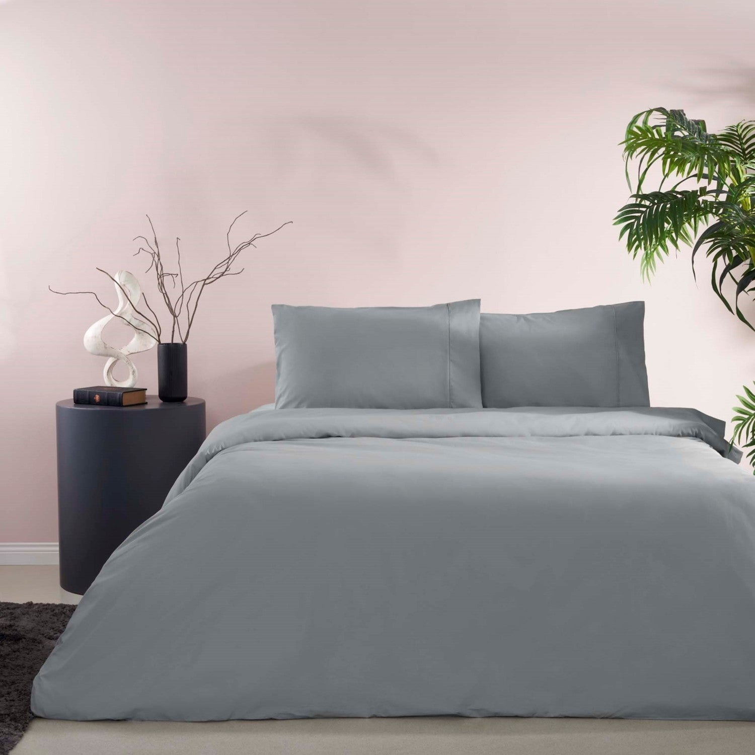 Tac Basic Ranforce Single Duvet Cover Set Anthracite - MALLTURK