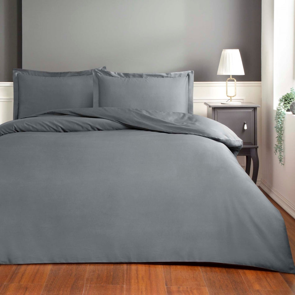 Tac Basic Sateen Double Duvet Cover Set Anthracite - MALLTURK