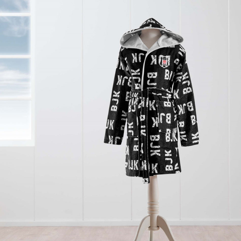 Tac Licensed Besiktas 1903 8-10 Years Old Children's Printed Bathrobe - MALLTURK